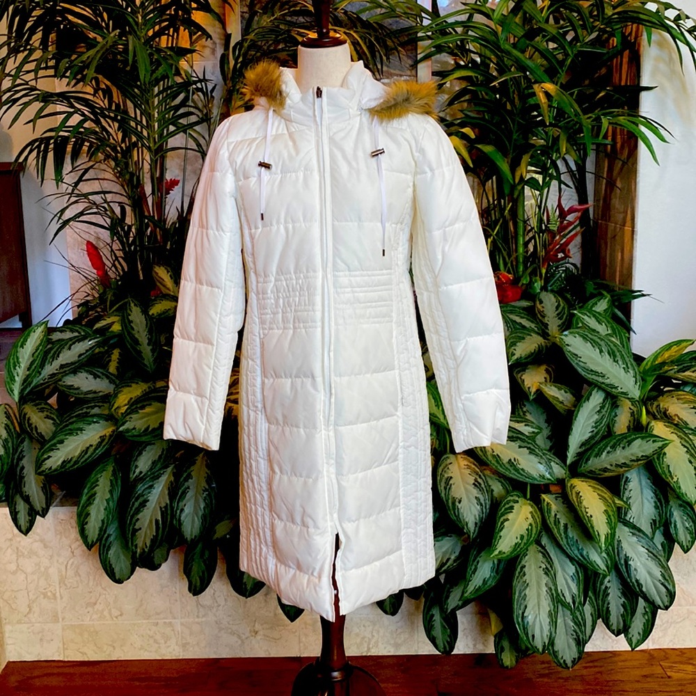 Style & Co. Hooded Puffer Coat features Detachable Hood with Faux Fur Trim